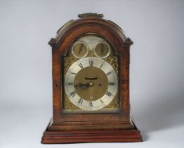 A GEORGE III ALEXANDER WILSON, LONDON BRACKET CLOCK. Circa 1760. Mahogany & brass bound triple pad