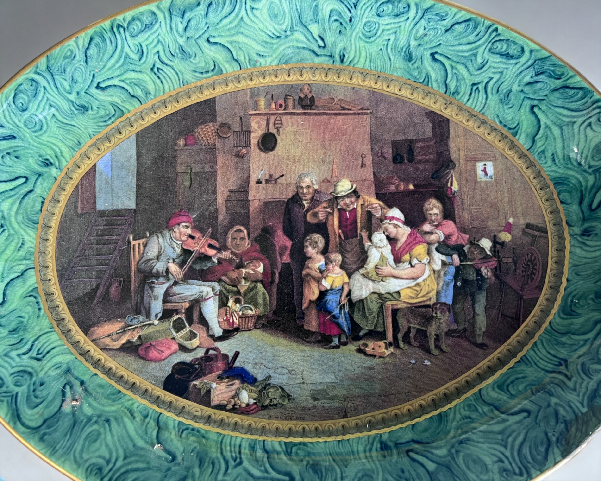 Three 19th century F&R Pratt serving dishes. 'The blind fiddler' pattern, by David Wilkie. With - Image 4 of 5