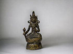 A BRONZE BODHISATTVA. 18th century. Java, Indonesia. Height - 10cm