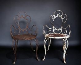 2 French Wrought Metal Garden Chairs.