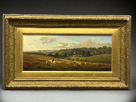 Arthur Gilbert, British (1819-1895) 19th Century Oil on Panel. Pastoral scene, with farmer on