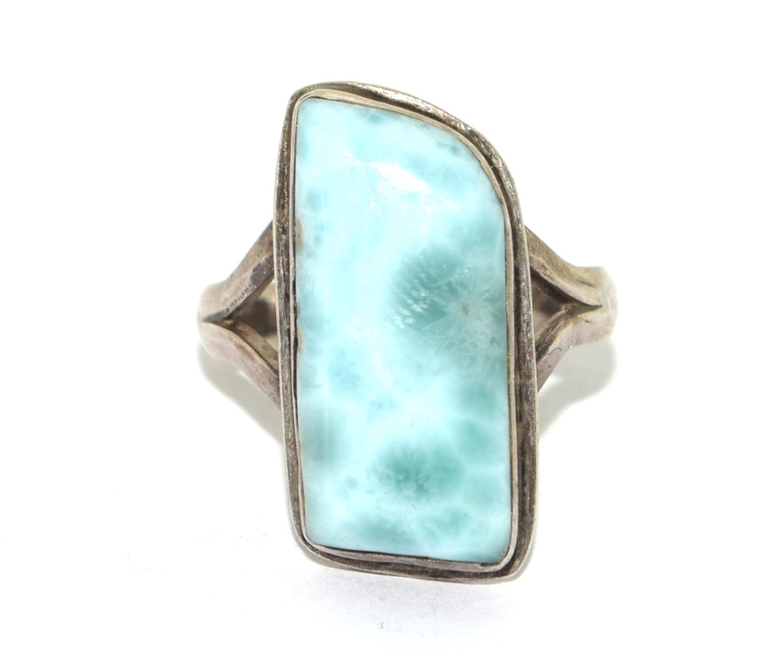 925 silver ladies Turquoise ring size S.
