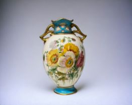 Jean Hackley for Minton's porcelain vase. 1873-1912. Signed by artist, with Gold Minton's mark. Hand