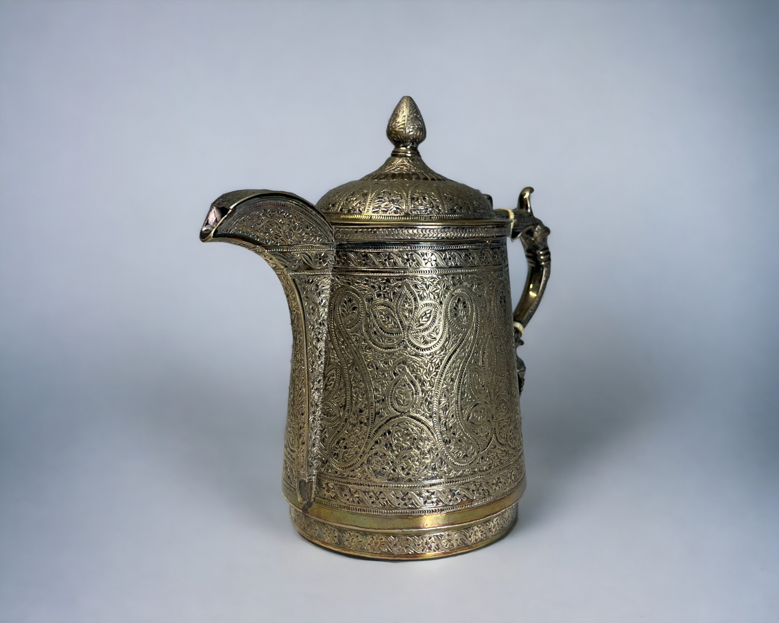 A VICTORIAN SILVER PLATE KASHMIRI STYLE TEAPOT & MILK JUG. By Roberts & Belk. Elaborately - Image 3 of 5