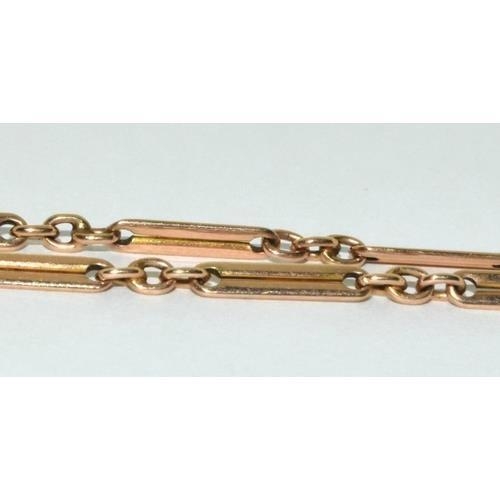 9ct gold Fancy link watch chain with T bar 36cm 9.5g - Image 5 of 6