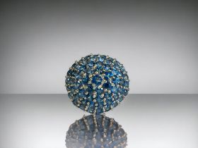 A ladies Cerulean Topaz sterling silver ring. Set with 8.54 cts of topaz. Ltd edition of 98 pcs.