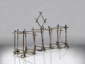 A scarce Victorian silver plate expanding toast rack. Expanding concertina design. Length open -38cm