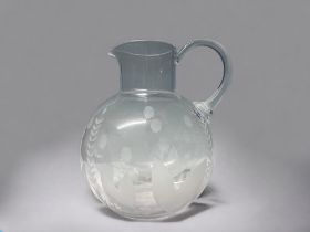 A TIFFANY & CO CTYSTAL WATER PITCHER. Etched 'Lily of the valley' pattern. Marked to base.