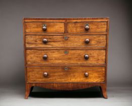 Georgian 2 over 3 Mahogany Chest of Drawers. Nice useful proportions. Turned mahogany handles with