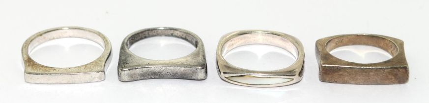 4 x 925 silver square end knuckle rings