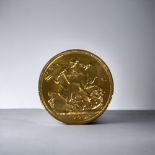 A 1909 GOLD SOVEREIGN. Diameter - 22mm Weight - 7.98g