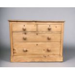 ANTIQUE RUSTIC PINE CHEST OF DRAWERS. Two long, two short drawers, with round handles. Height - 78cm