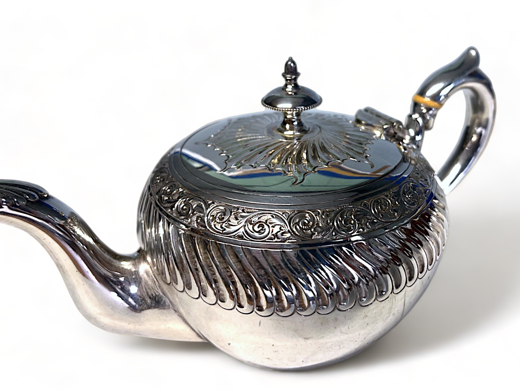 A Victorian silver plate three piece Batchelors tea set. James Dixon & sons. gadrooned design - Image 3 of 5