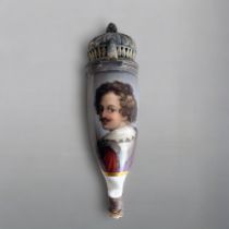 A 19TH CENTURY PORCELAIN PORTRAIT PIPE STUMMEL BOWL. 1st-half 19th Century, possibly Schney.