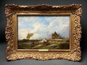 Pieter.Cornelius Dommersen - Dutch artist 1834-1918 Oil Panel signed and dated lower left 1886. "