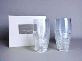 A BOXED PAIR OF WATERFORD CRYSTAL FOR JASPER CONRAN DRINKING GLASSES. Hi-ball, ribbed design.
