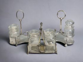 Three Victorian Silver Plate & Cut Glass Pickle Jar Stands.