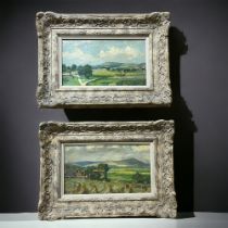 Pair of Oil on Boards, English Landscapes Possibly 'the Malven Hills to the background'. unsigned in