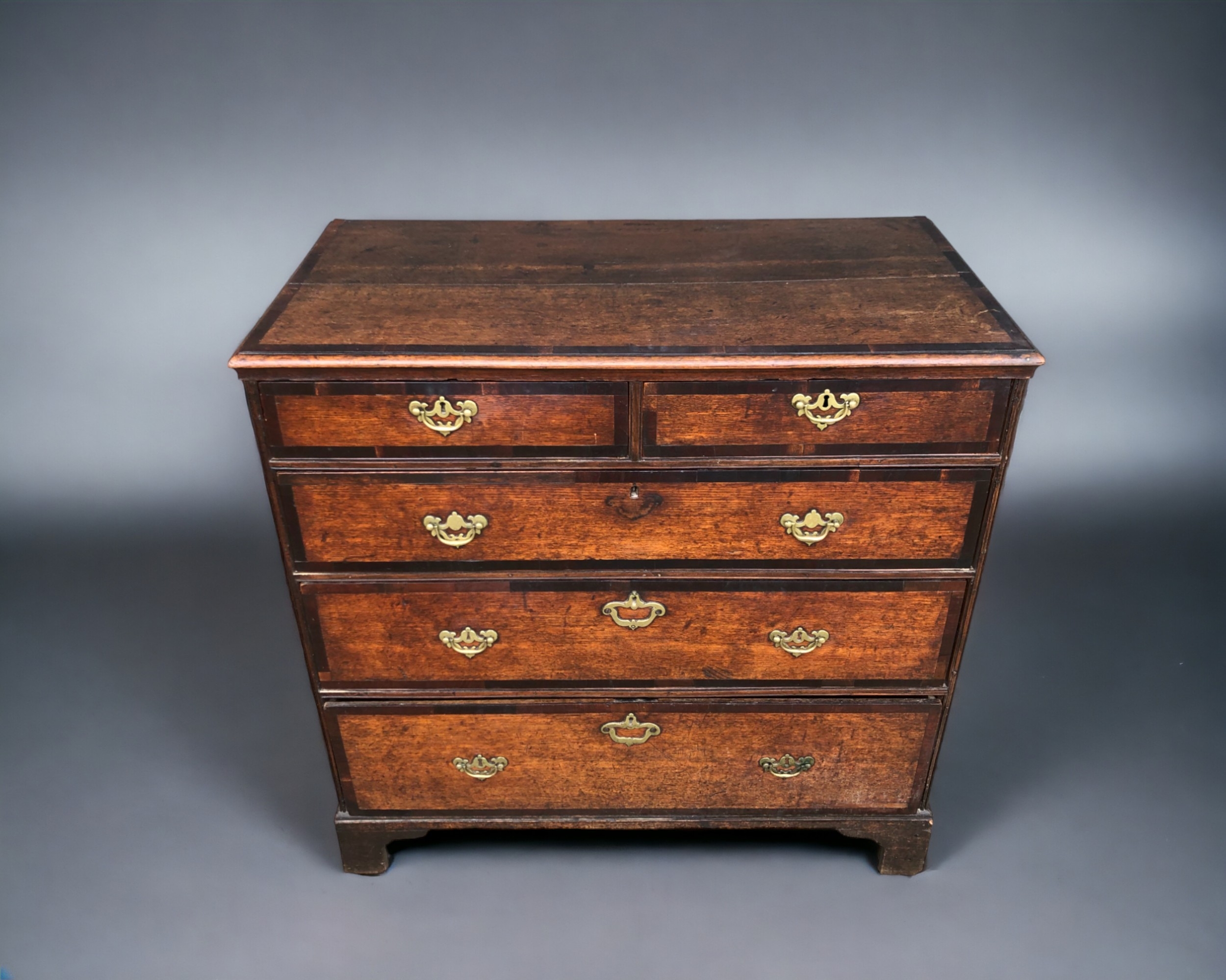 A 19th CENTURY MAHOGANY CHEST OF DRAWERS. Three graduating long drawers below two short, with ornate - Image 2 of 5