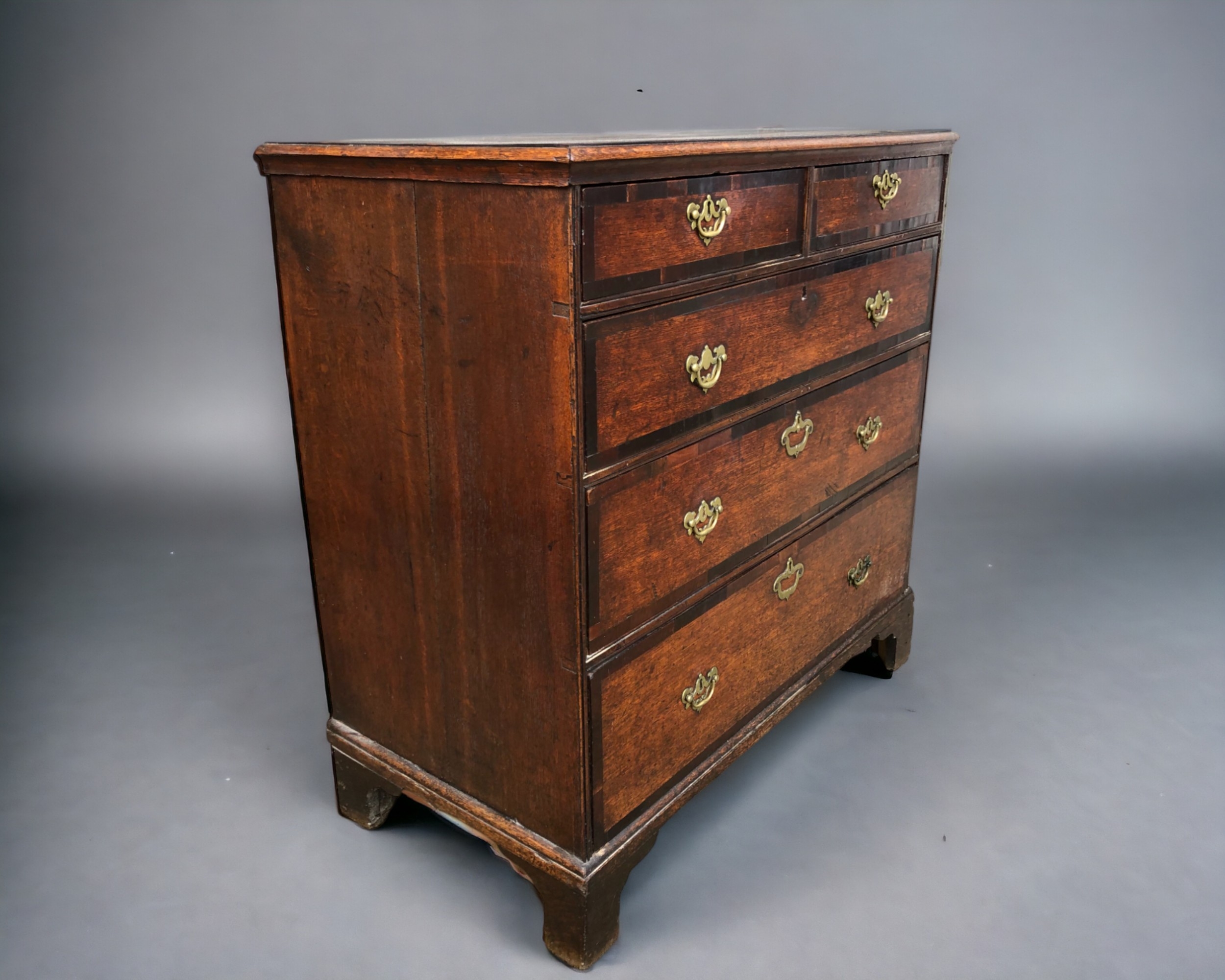 A 19th CENTURY MAHOGANY CHEST OF DRAWERS. Three graduating long drawers below two short, with ornate - Image 4 of 5
