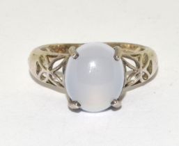 925 silver ladies oval Moonstone ring in an open work setting size N