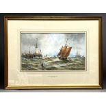 Thomas Bush Hardy RBA, British (1842-1897). Stunning Watercolour, "Calais Pier" Signed and titled