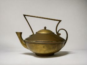 A CHRISTOPHER DRESSER TYPE DESIGN METAL TEAPOT. 19th Century Rd No 89541. Height - 18cm