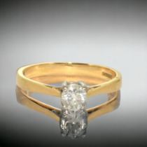 An 18ct gold ladies Diamond solitaire ring. Hallmarked as 40 points. Size N