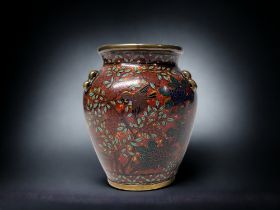 A FINE QUALITY JAPANESE CLOISONNE VASE. Meiji period (1868-1912). Unusual modelled in a Martaban