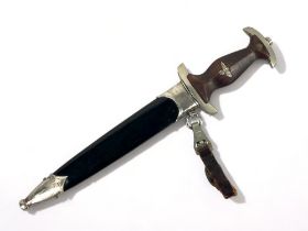 A German WWII S.A dress dagger. 8.5" double edged blade marked "Gebr. Heller" and "Alles Fur Deutsch