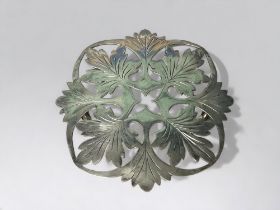 AN UNUSUAL SILVER PLATE FRENCH TRIVET / TABLE COASTER. By Boulenger Adolphe, Paris. Modernist