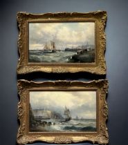 William Thornley 1857-1935 - Pair of Oil on Canvases "Wreck of a Big of Cromer" & "Near Ostend A