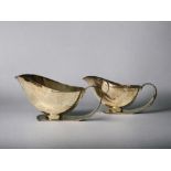 A pair of modernist design silver plate gravy boat. Bird & Blake, Sheffield?