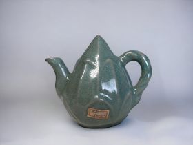 A KOREAN CELADON 'LOTUS' WATER DROPPER. Teapot shaped, modelled as a Lotus. Celadon glazed. Signed