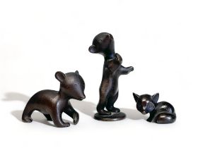 TWO HAGENAUER WEIN BRONZES. Includes two bears and a Fox cub. Marked to bases. Tallest - 9cm