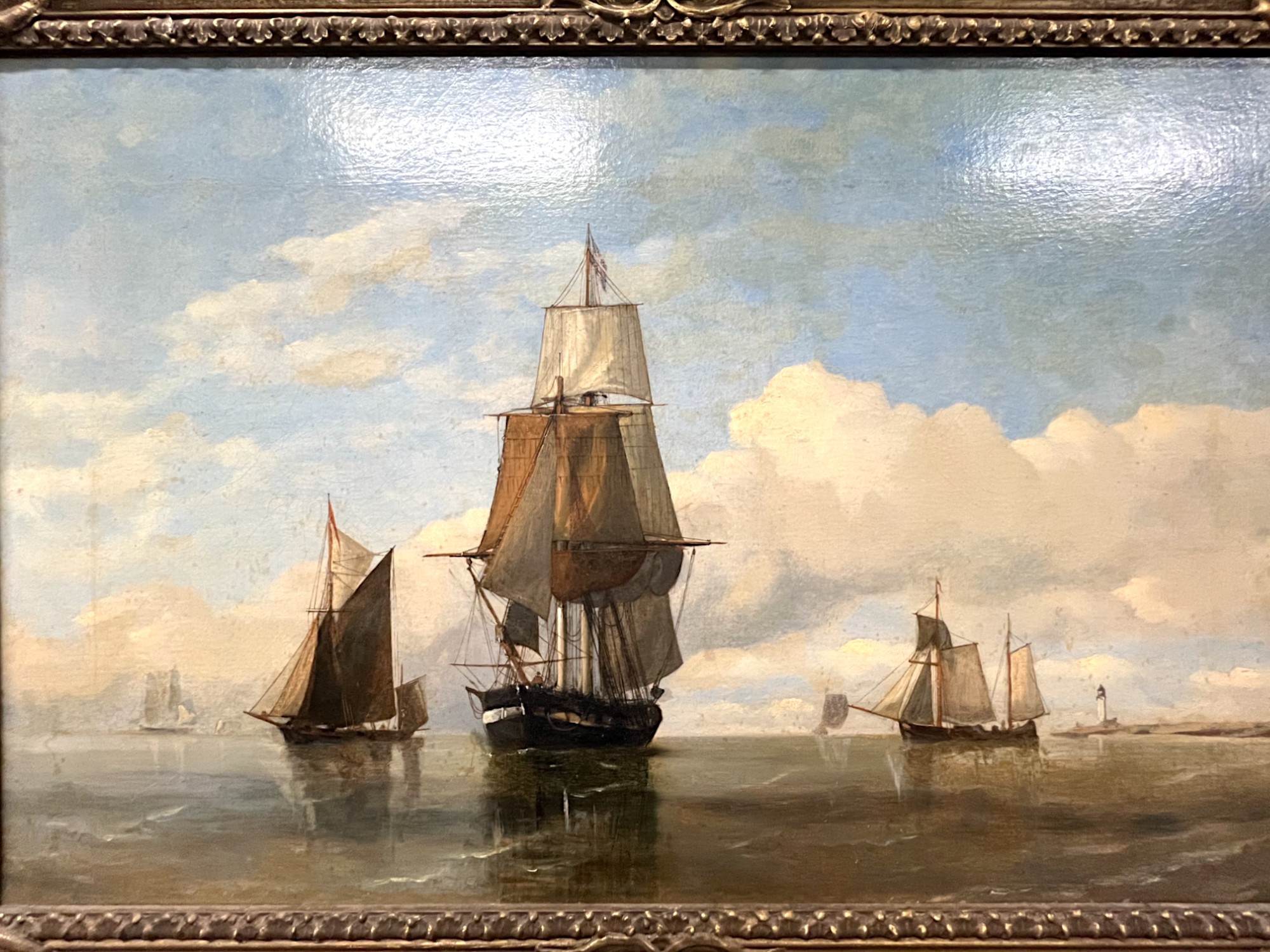 An Early 20th Century Oil on Canvas. Possibly Edward King Redmore. Nice decorative Ships at Sea - Image 2 of 2