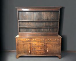 18th Century Large Oak Vernacular Side Board With Plate rack. Comes apart in 2 pieces. Having 2 x