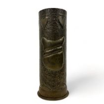 A Battle of Cambray Shell Trench Art . With Peronne Engraving on Bottom. Height - 23cm
