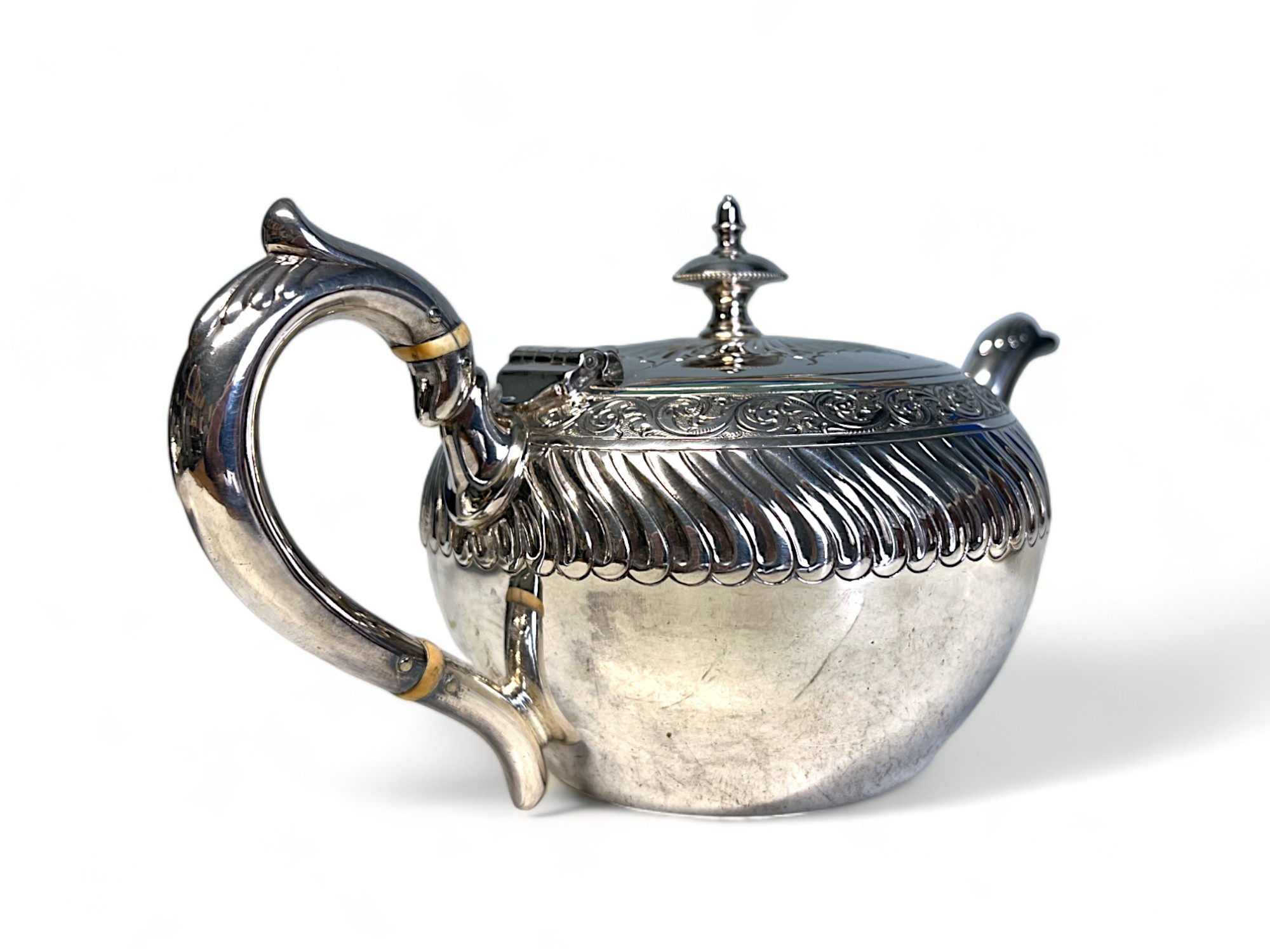 A Victorian silver plate three piece Batchelors tea set. James Dixon & sons. gadrooned design - Image 4 of 5