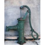 A vintage French green Cast Iron Water Pump. Height -59.5cm