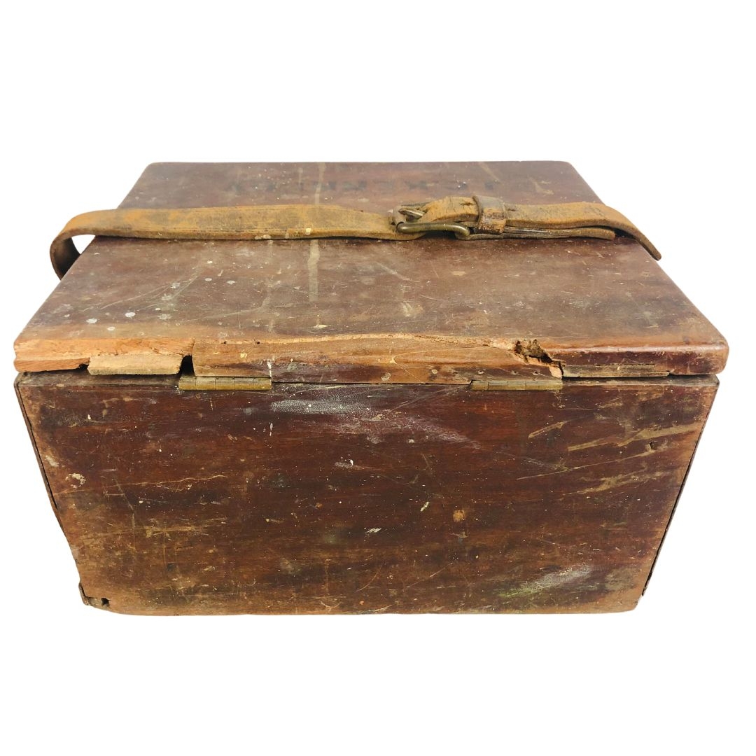 Late 19th early 20thC Mahogany Carpenters Box. Owners name stenciled to the top and late 19thC woode - Image 4 of 4