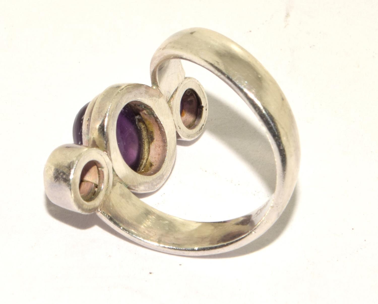 925 silver triple Amethyst ring size K  - Image 3 of 3