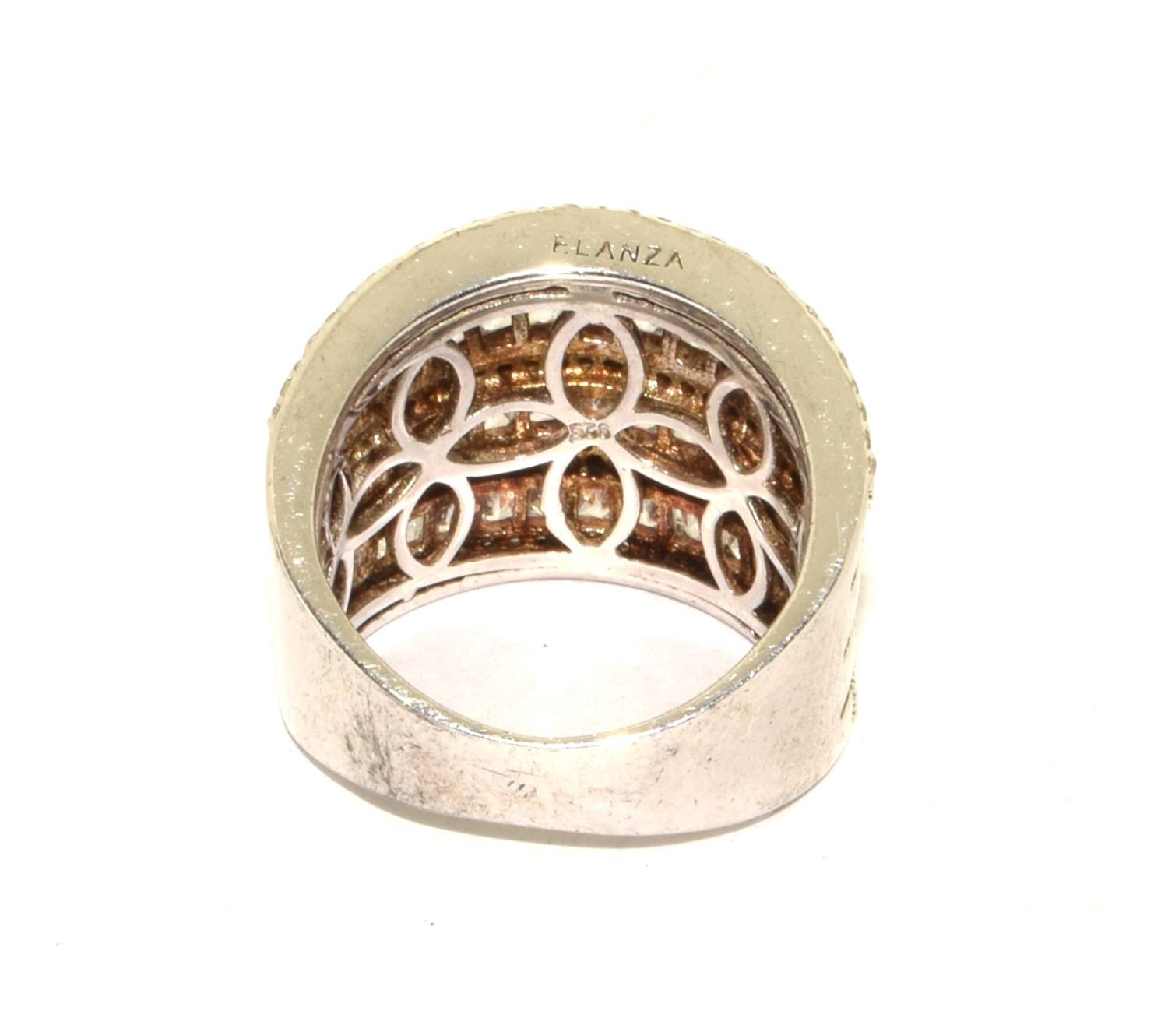 925 silver ladies 5 bar Elanza design  statement ring set with baguette cut stones size  - Image 3 of 3