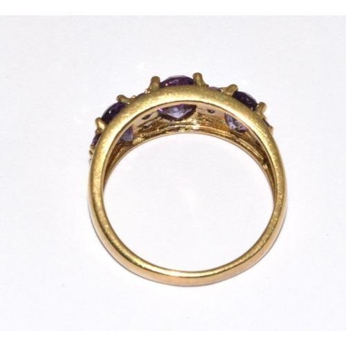 9ct gold ladies antique set Amethyst ring size M  - Image 3 of 5