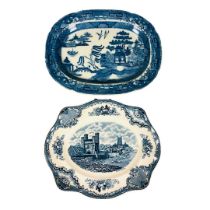 Two Serving Plates - Johnson Bros and Willow Pattern