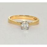 18ct gold ladies Diamond solitaire ring hall Marked in ring as 0.40ct size N 