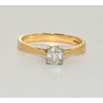 18ct gold ladies Diamond solitaire ring hall Marked in ring as 0.40ct size N