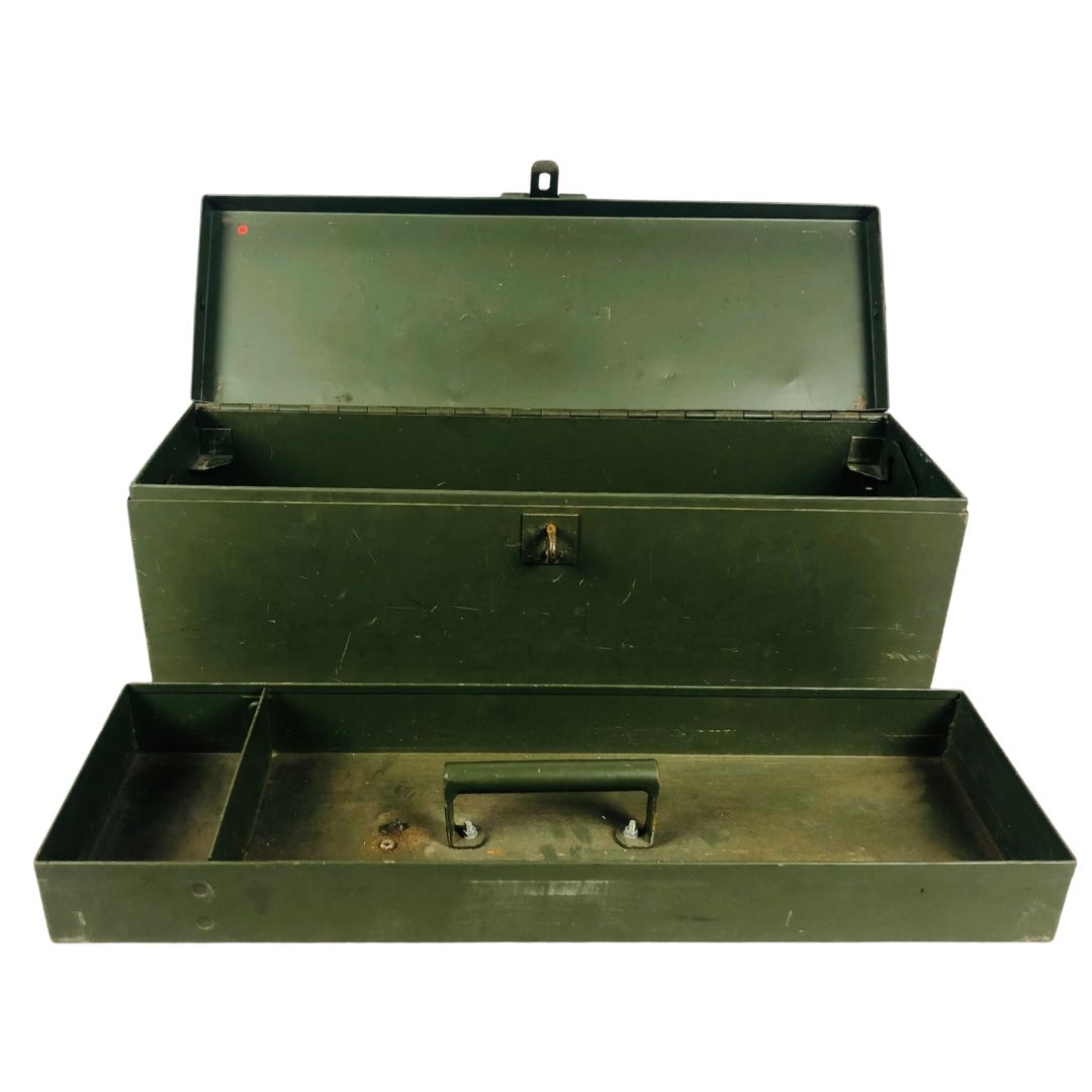Vintage Military Metal Toolbox  - Image 3 of 4