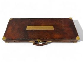 Antique Holland & Holland leather gun case. With fitted interior and label. Brass plaque "W.R.A. Bar