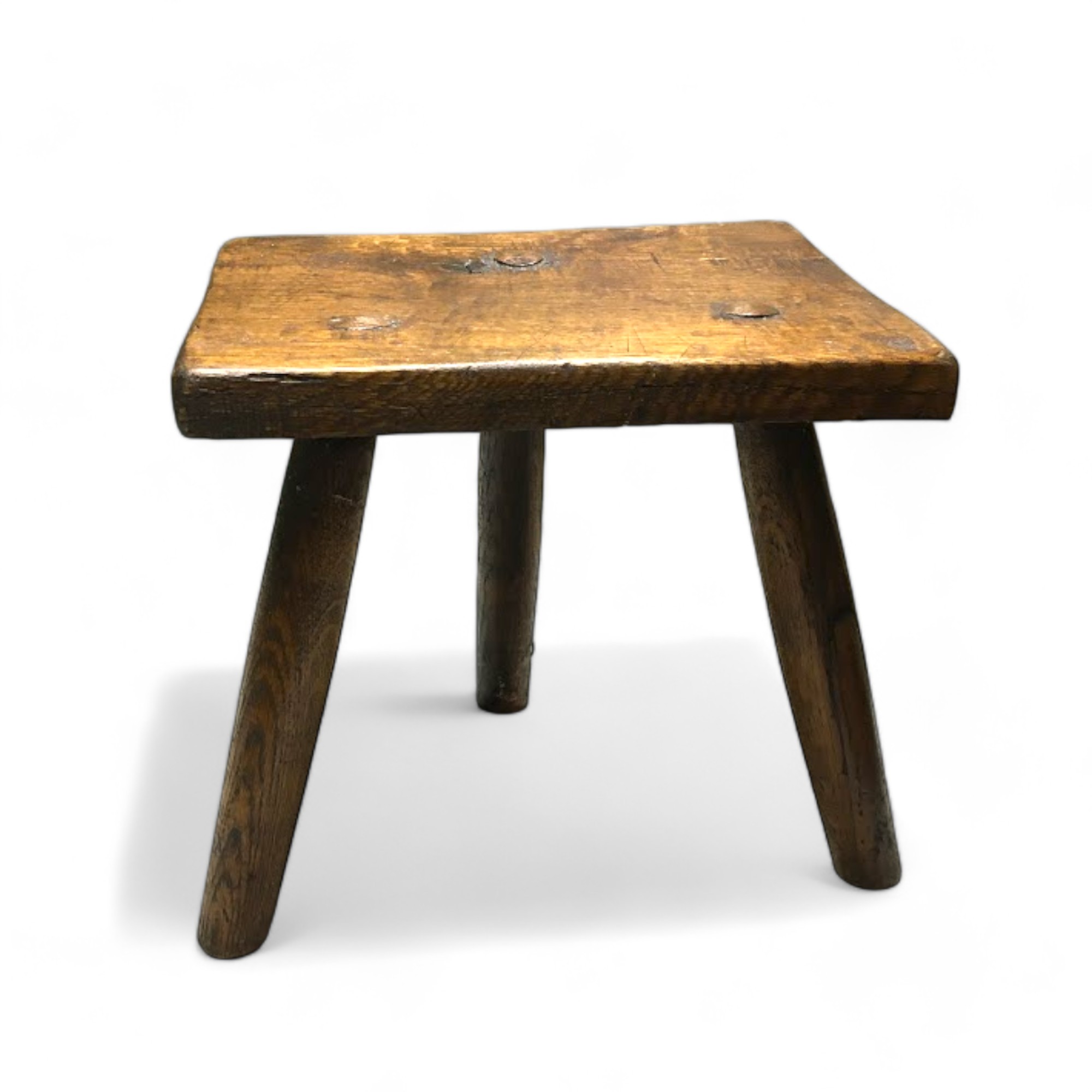 Antique English Oak Three Legged Stool in the 18th Century Style.  Height 29cm 